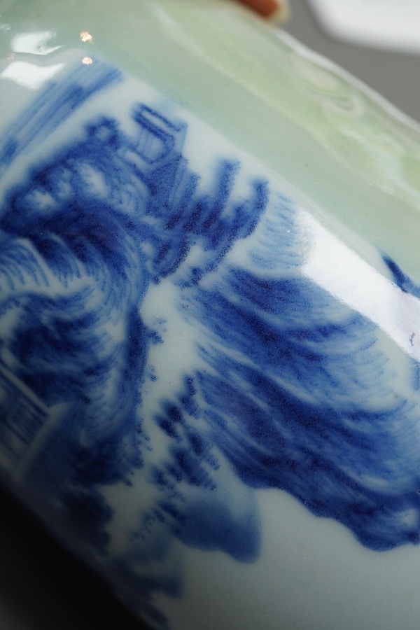 A Chinese celadon glazed landscape vase, 19th century